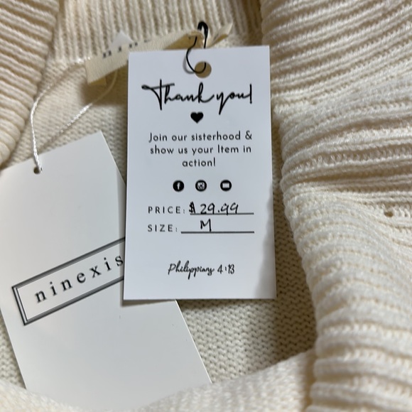 Boutique Fringe Sweater NWT. Size Medium. Cream Color. - Picture 3 of 3